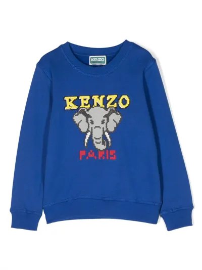 Kenzo Kids' Jungle Game Elephant Sweatshirt In Blue