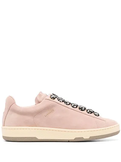 Lanvin 10mm Lite Curb Leather Low Top Sneakers In Rosado