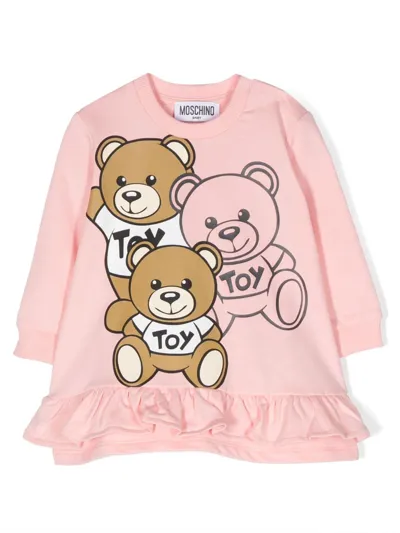 Moschino Babies' Logo-print Cotton T-shirt In Pink