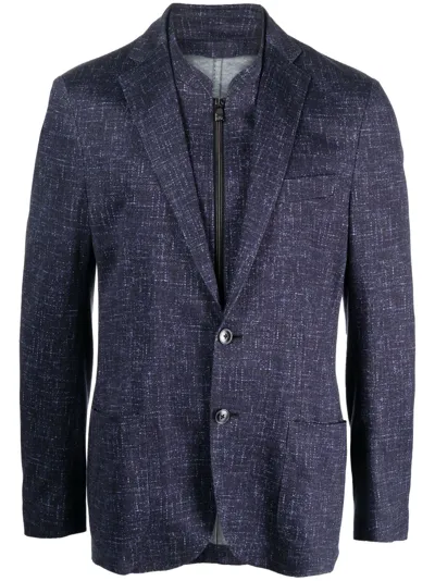 Corneliani Single-breasted Layered Blazer In Blau