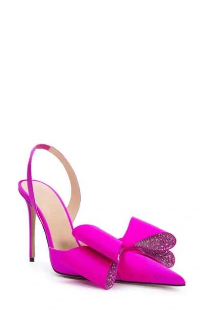 Mach & Mach Le Cadeau Crystal Bow Slingback Pumps In Fuchsia