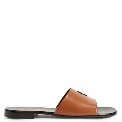 Giuseppe Zanotti Darrin Flash Flat Slides In Brown