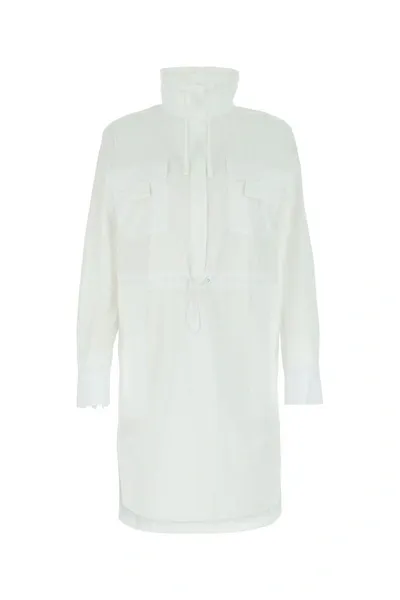 Fendi White Poplin Dress In Bianco