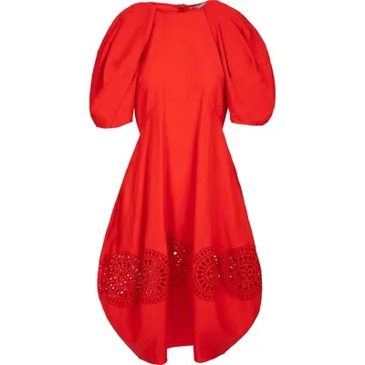 Stella Mccartney Cut-out Puff Midi Dress In Red