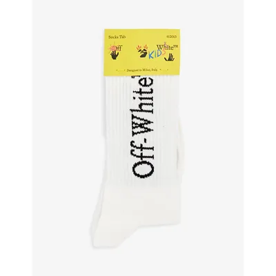 Off-white Kids' Logo-print Cotton Socks In White & Other