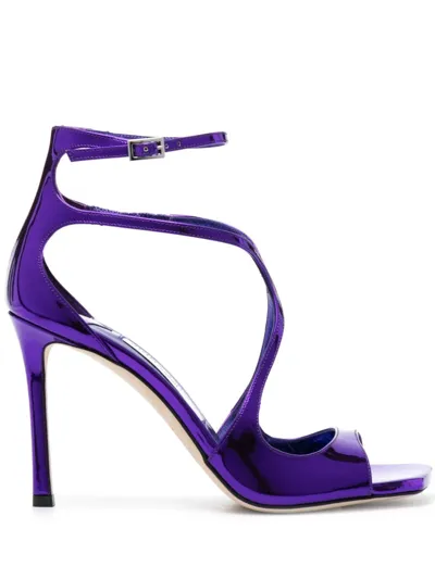 Jimmy Choo Azia 95 100mm Leather Sandals In Purple