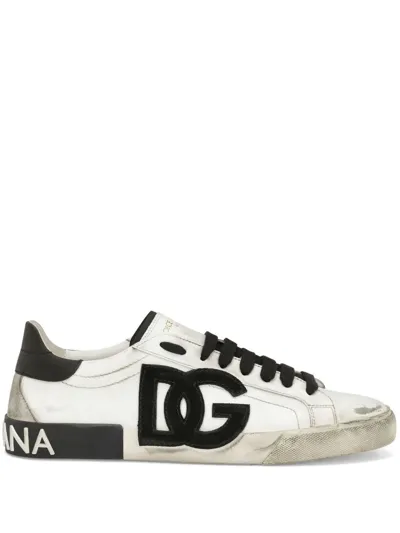 Dolce & Gabbana Leather Sneakers In White