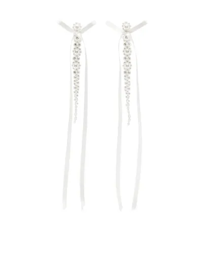 Simone Rocha Bow-ribbon Drip Earrings In White