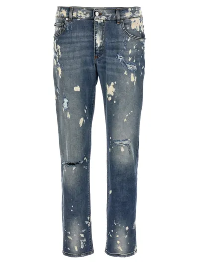 Dolce & Gabbana Distressed Skinny Jeans In Blue