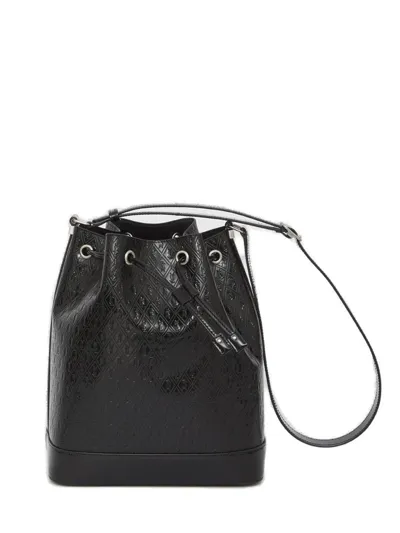 Saint Laurent Monogram Drawstring Bucket Bag In Black