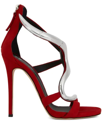 Giuseppe Zanotti Venere Metallic-snake Sandals In Red