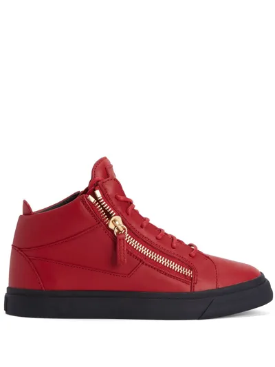 Giuseppe Zanotti Kriss Leather High-top Sneakers In Red