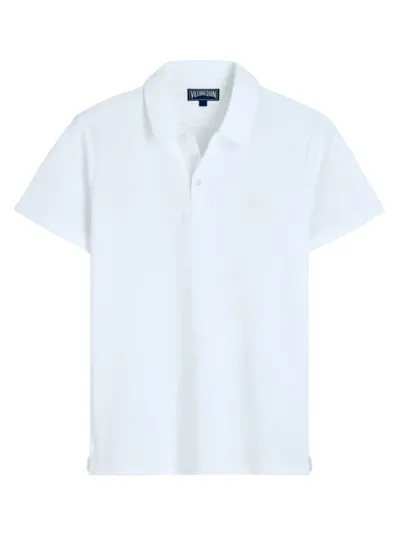 Vilebrequin Pacific Logo-embroidered Cotton-blend Terry Polo Shirt In Blanc