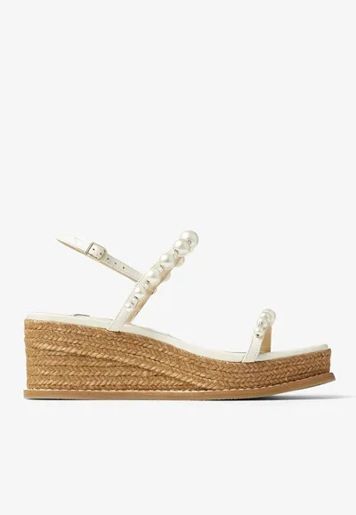 Jimmy Choo Amatuss Wedge Sandals 60 In Latte/white