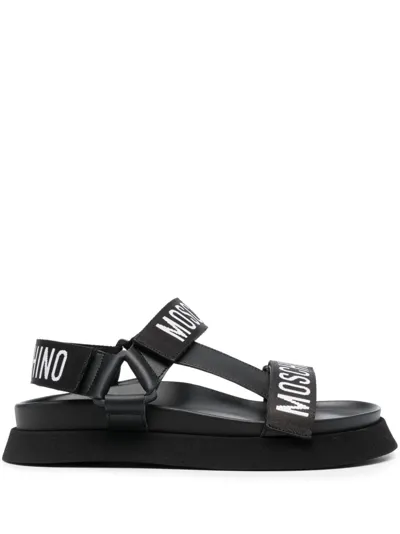 Moschino Sandali Platform Logo Tape In Black