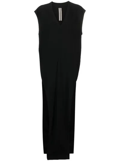 Rick Owens V-neck Floor-length Dress In Black