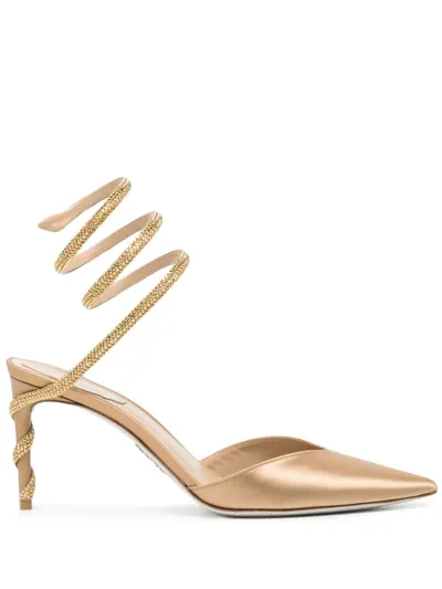 René Caovilla Margot 90mm Crystal-embellished Pumps In Gold