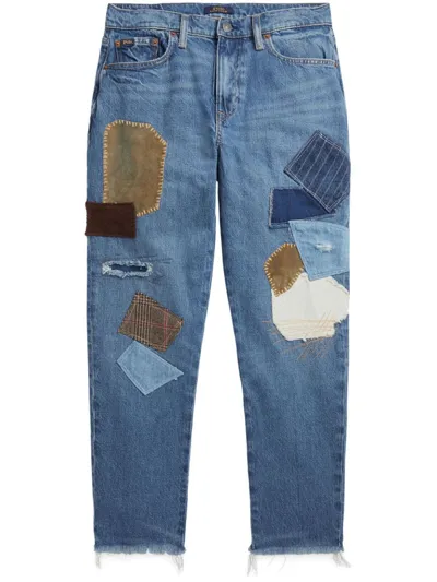 Polo Ralph Lauren Patchwork-design Cropped Jeans In Blue