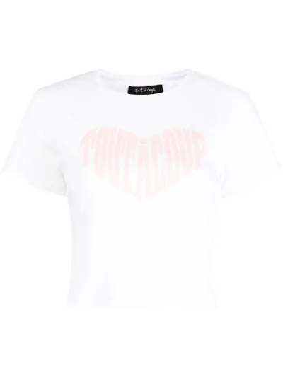 Tout A Coup Logo-print Stretch-cotton Cropped T-shirt In White