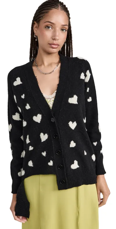 Marni Heart-print V-neck Cardigan In Black