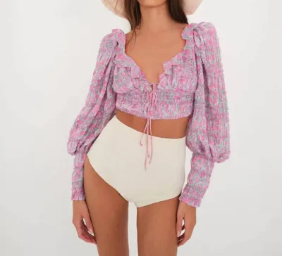 For Love & Lemons Saylor Blouse In Pink