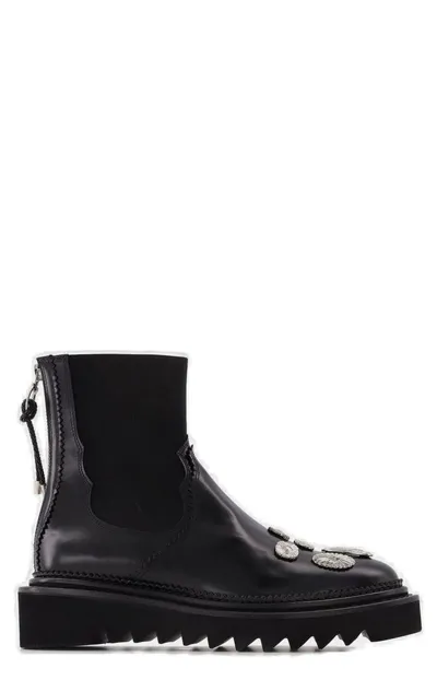 Toga Pulla Pointed Toe Zipped Ankle Boots In Black