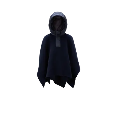 Moncler Kids' Hooded Wool Cape Blue