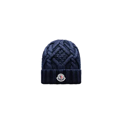 Moncler Collection Bonnet En Laine In Blue