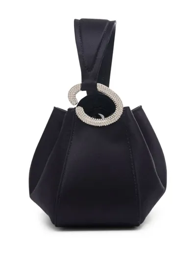 Oscar De La Renta Crystal Pave Nano O Handle Bag In Black