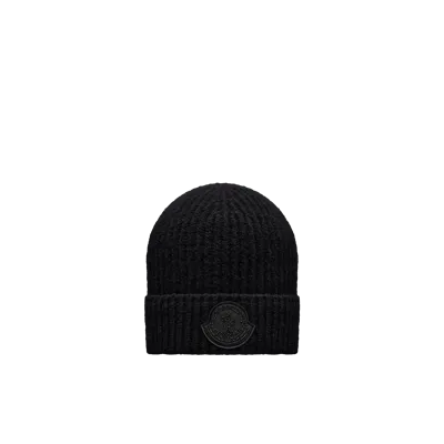 Moncler Collection Wool Blend Beanie Black In Noir