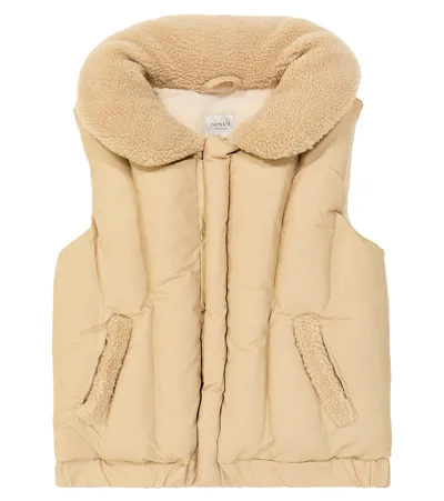 Donsje Kids' Regu Faux-fur Trimmed Puffer Vest In Beige