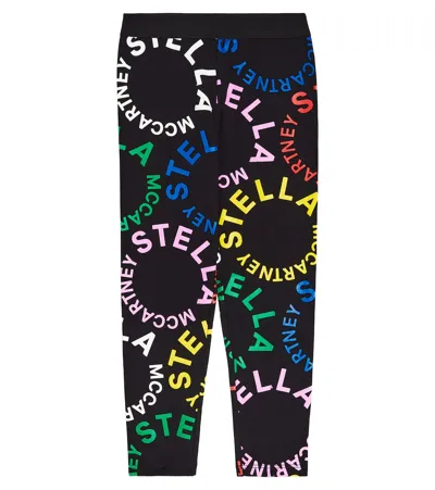 Stella Mccartney Kids' Circular Logo Leggings In Black Multicolour