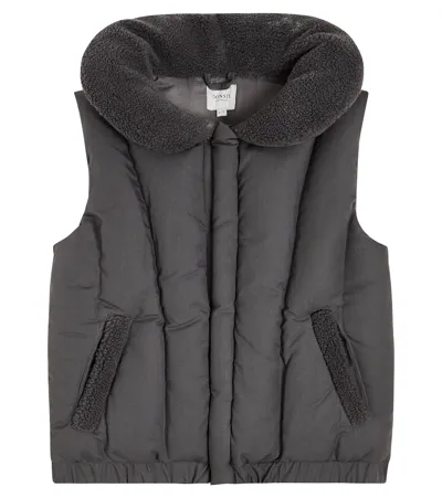 Donsje Kids' Regu Faux-fur Trimmed Puffer Vest In Grey