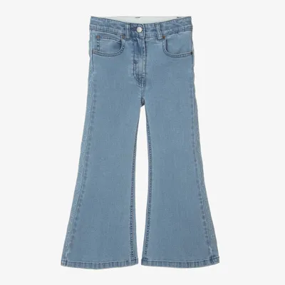 Stella Mccartney Kids Girls Blue Denim Logo Flare Jeans