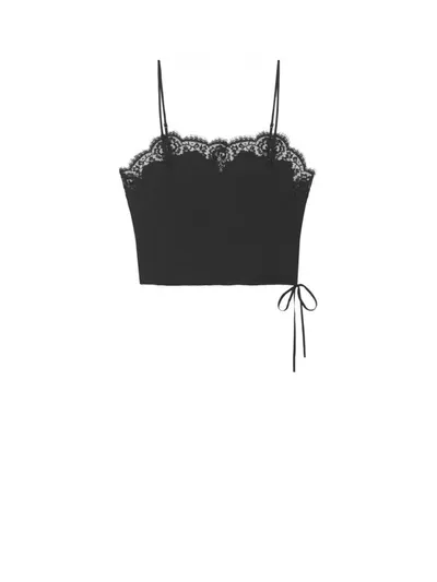 Saint Laurent Lace-trim Camisole Top In Noir