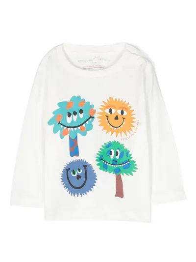 Stella Mccartney Babies' Monster Face-print Cotton T-shirt In White