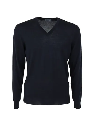 Drumohr Modern V-neck Pullover In Blue