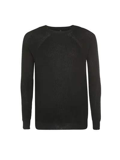 Md75 Wool Basic Crew Neck Sweater In Black