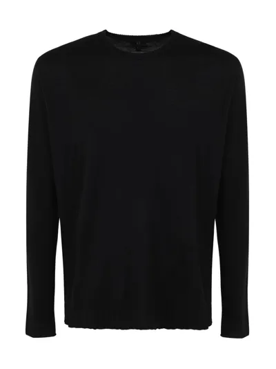 Md75 Wool Round Neck Pullover In Black