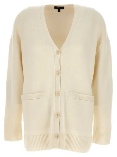 Theory Boxy Cardigan In White