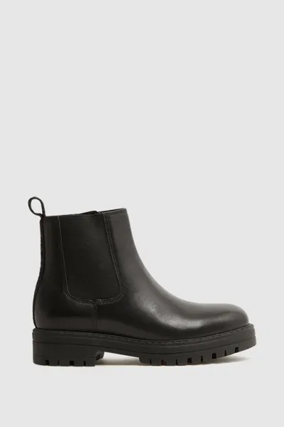 Reiss Kids' Black Leather Sparkle Chelsea Boots