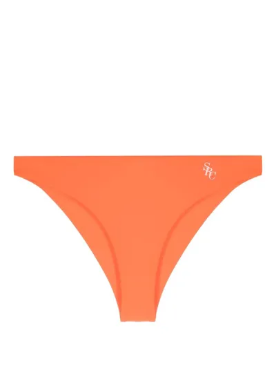 Sporty And Rich Romy Logo-print Bikini Bottoms In Orange