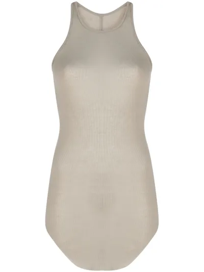 Rick Owens Semi-sheer Ribbed Tank Top In Neutrals