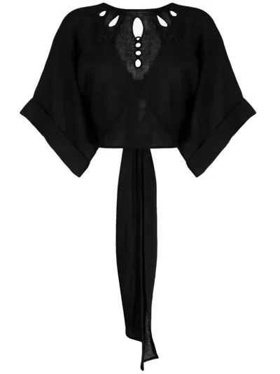 Three Graces Zelda Cropped Blouse In Black