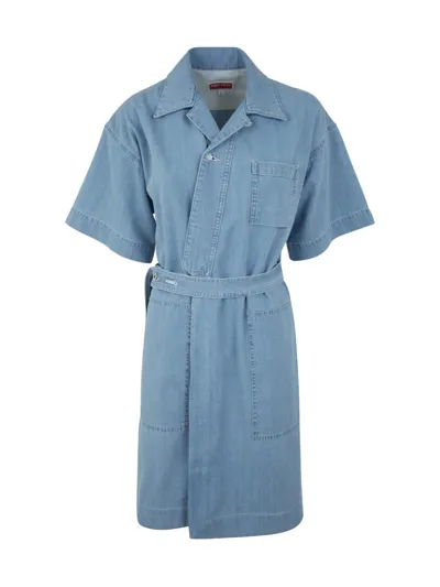 Kenzo Denim Wrap Dress Bleached Blue Womens In Bleached Blue Denim