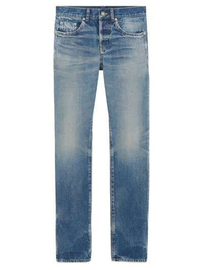 Saint Laurent Woman Denim Jeans In Hydrangea Blue