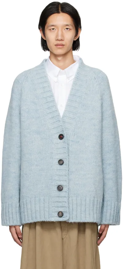 Maison Margiela Blue Botanical-dyed Cardigan In 488m Pale Blue