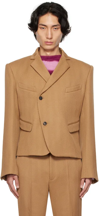 Egonlab Beige Asymmetric Blazer In Sand