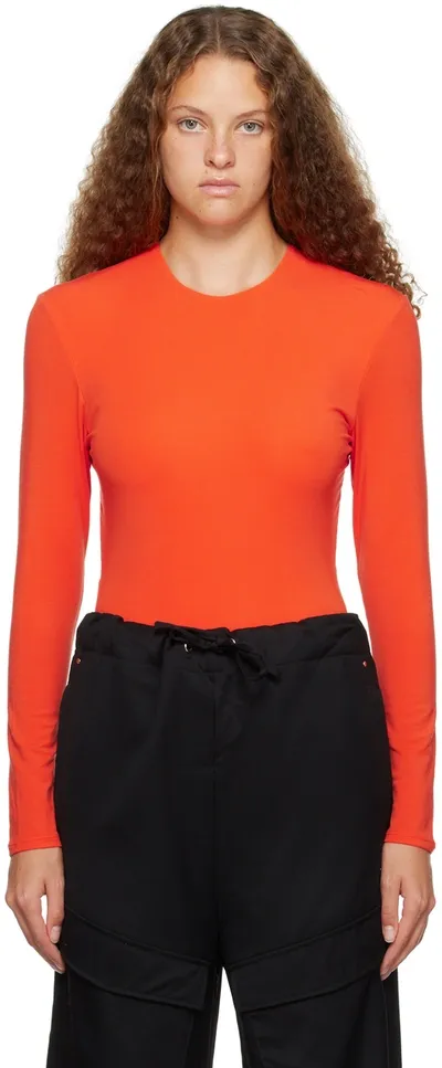 Paris Georgia Open-back Stretch-tencel Jersey Bodysuit In Tangerine