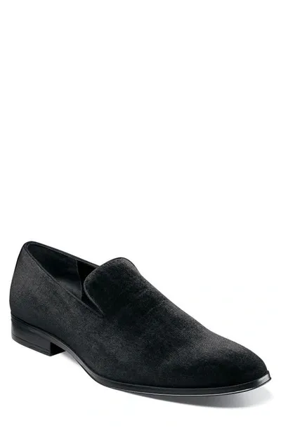 Stacy Adams Savian Velour Loafer In Black